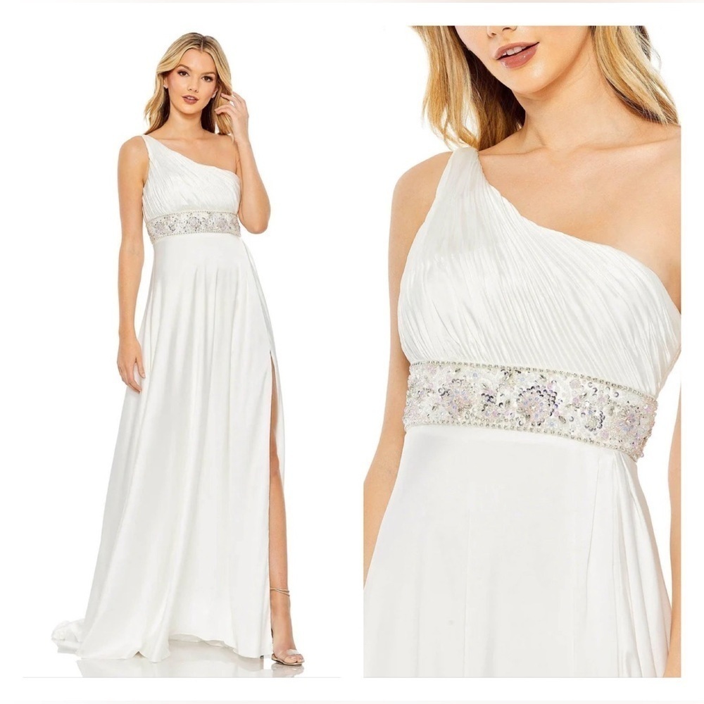Mac Duggal 68170 NWT EVENING DRESS WITH BEADED WAISTLINE